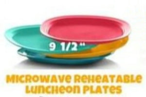 Tupperware Impressions 9.5" Microwave Luncheon Plates Set of 4 SUMMER COLORS
