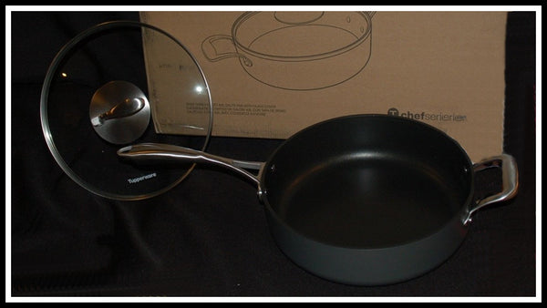 TUPPERWARE CHEF SERIES II COOKWARE 5QT SAUTEUSE PAN w/ TEMPERED GLASS - Plastic Glass and Wax ~ PGW