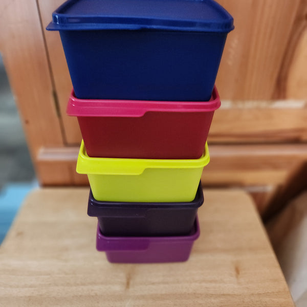 TUPPERWARE FIVE 5-c KEEP TABS STORAGE KEEPER CONTAINER SET w/ TABBED SEALS