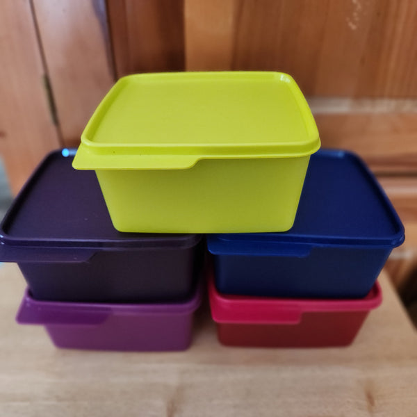 TUPPERWARE FIVE 5-c KEEP TABS STORAGE KEEPER CONTAINER SET w/ TABBED SEALS