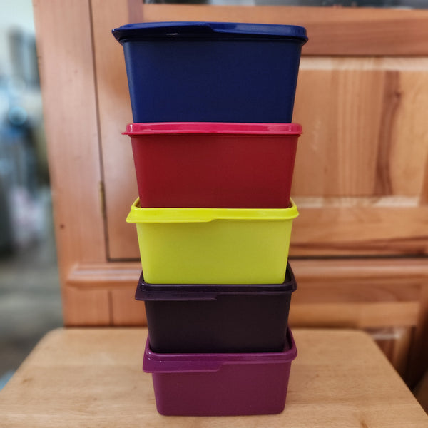 TUPPERWARE FIVE 5-c KEEP TABS STORAGE KEEPER CONTAINER SET w/ TABBED SEALS