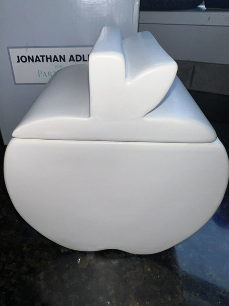 Partylite Jonathan Adler Ceramic Bisque White BIG APPLE JAR Candle Holder NIB - Plastic Glass and Wax ~ PGW