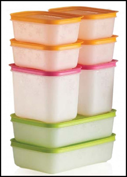 TUPPERWARE 2 FREEZER MATES PLUS SNOWFLAKE FREEZE-IT STORAGE CONTAINERS SMALL SHALLOW 450mL
