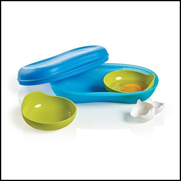 TUPPERWARE MICROWAVE BREAKFAST OMELET / POACHED EGG MAKER RHUBARB NEW - Plastic Glass and Wax ~ PGW