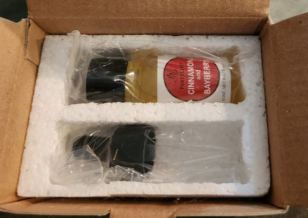 PartyLite 2 BOTTLES / BOXES .33-OZ / 10mL FRAGRANCE SCENTED OIL CINNAMON & BAYBERRY