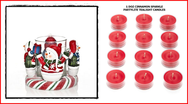 YANKEE SNOW FAMILY COLLECTION CERAMIC TEALIGHT CANDLE HOLDER SET /3 RARE HTF NIB