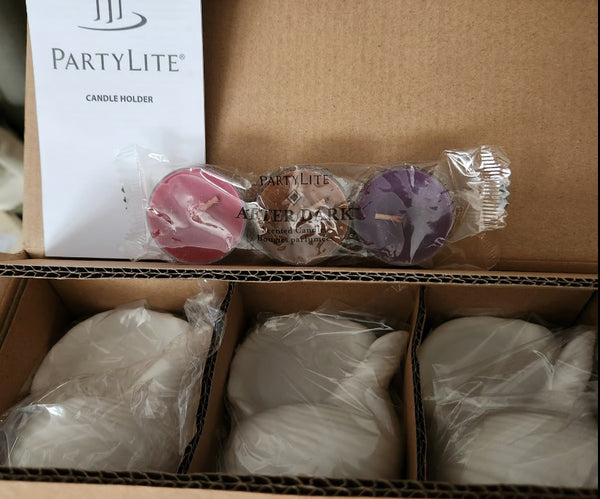 PartyLite CONCH SEA SHELL CERAMIC POTTERY TEALIGHT TRIO 3 CANDLE HOLDERS NIB
