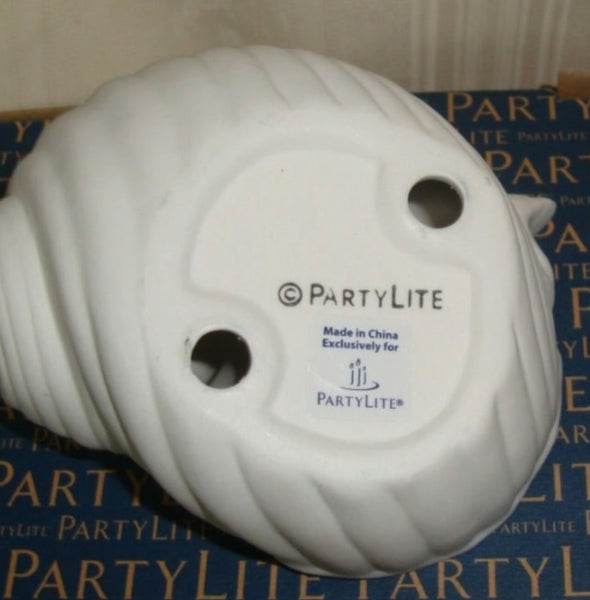 PartyLite CONCH SEA SHELL CERAMIC POTTERY TEALIGHT TRIO 3 CANDLE HOLDERS NIB