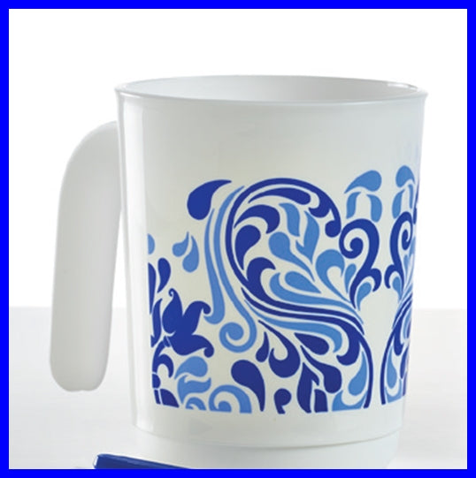 Tupperware S/2 AMORE LOVE THEME WHITE & PINK HOT & COLD MUGS w/ SPOONS NEW