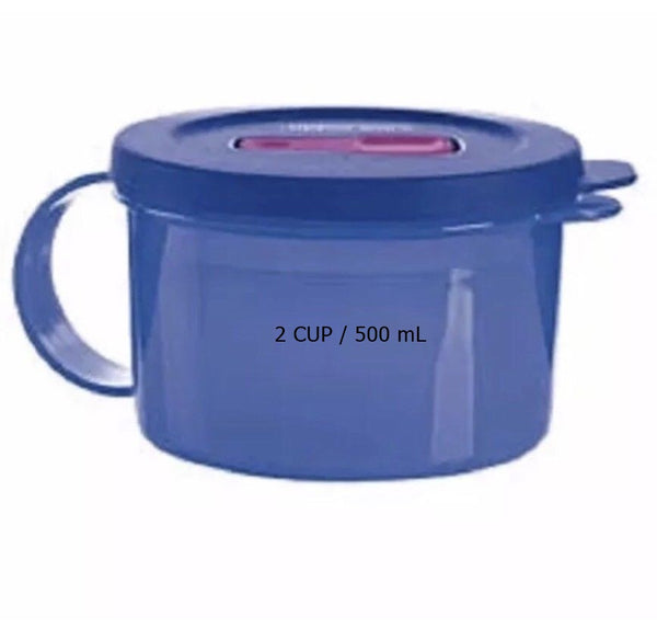 Tupperware 2 CRYSTALWAVE MICROWAVE SOUP MUGS SALSA VERDE / LIME SHADES ROUND VENT