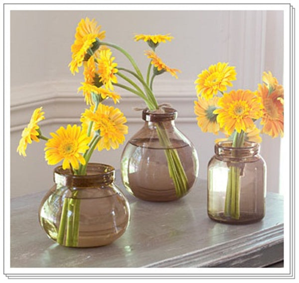 Southern Living at HOME WH DEMIBOTTLE TRIO GLASS APOTHECARY STYLE VASE SET NIB - Plastic Glass and Wax ~ PGW