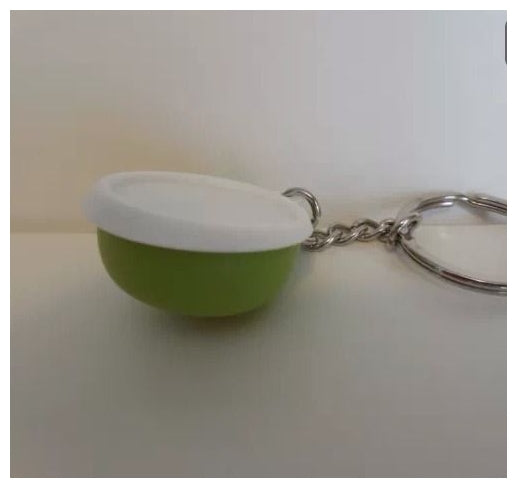 TUPPERWARE 5 Mini BLOSSOM ROUND LIME GREEN WHITE SEAL KEYCHAIN KEEPERS NEW