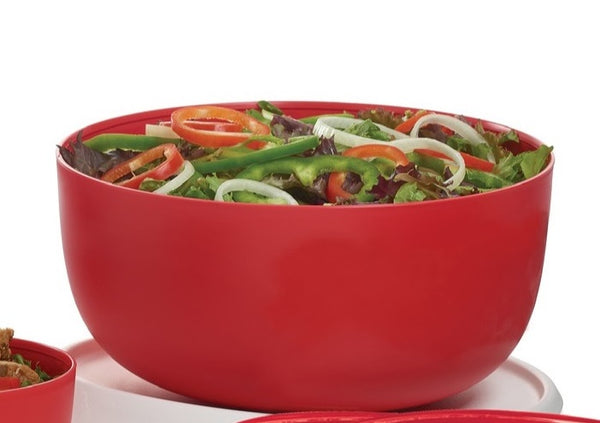 TUPPERWARE 5 Pc ESSENTIALS / BLOSSOM COLLECTION SALAD BOWL SET RED & WHITE
