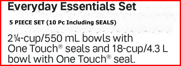 TUPPERWARE 5 Pc ESSENTIALS / BLOSSOM COLLECTION SALAD BOWL SET RED & WHITE