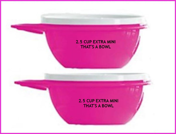 TUPPERWARE TWO 2.5-C EXTRA MINI THATS A BOWL PARROTFISH BOWLS w ARUBA TABBED SEALS - Plastic Glass and Wax ~ PGW