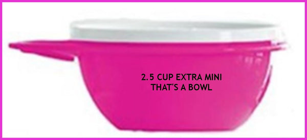 TUPPERWARE TWO 2.5-C EXTRA MINI THATS A BOWL PARROTFISH BOWLS w ARUBA TABBED SEALS - Plastic Glass and Wax ~ PGW