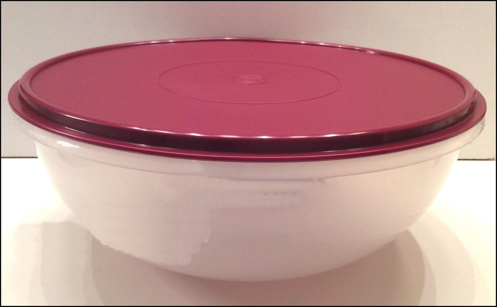 TUPPERWARE FIX N MIX 26-c EXTRA LARGE MIXING SERVING MERLOT BOWL W/ WI –  Plastic Glass and Wax ~ PGW