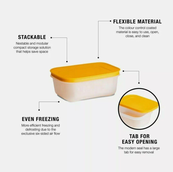 TUPPERWARE 2 FREEZER MATES PLUS SNOWFLAKE FREEZE-IT STORAGE CONTAINERS SMALL SHALLOW 450mL