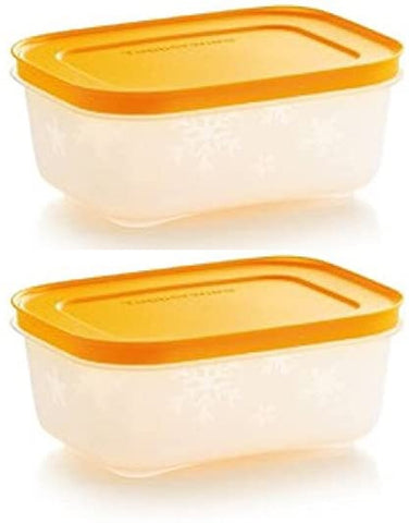 TUPPERWARE 2 FREEZER MATES PLUS SNOWFLAKE FREEZE-IT STORAGE CONTAINERS SMALL SHALLOW 450mL