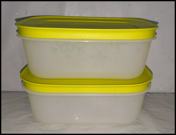 TUPPERWARE 2 FREEZER MATES PLUS SNOWFLAKE FREEZE-IT STORAGE CONTAINERS SMALL SHALLOW 450mL