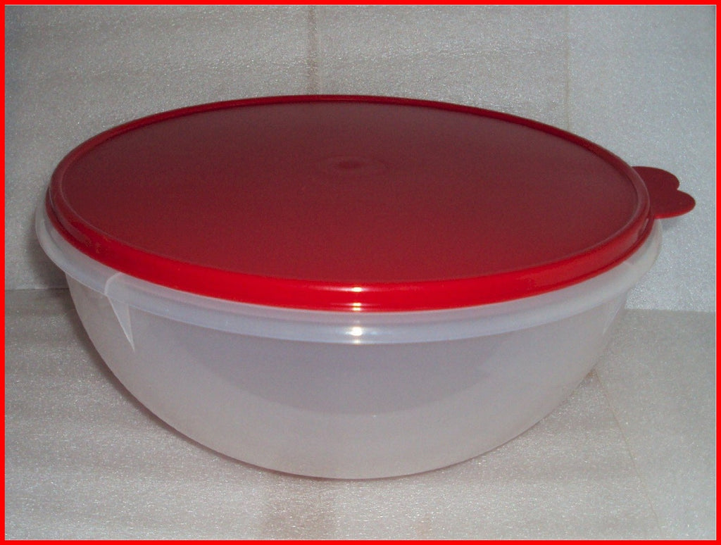 Vintage Tupperware Large Mixing Bowl White With Red Seal 16 Cup Capacity  272 230 Plastic Mixing Bowl Retro Tupperware 