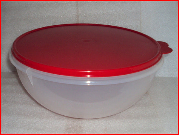 TUPPERWARE FIX N MIX 26-c EXTRA LARGE MIXING SERVING STARLIGHT SPARKLE RED BOWL W/ SEAL - Plastic Glass and Wax