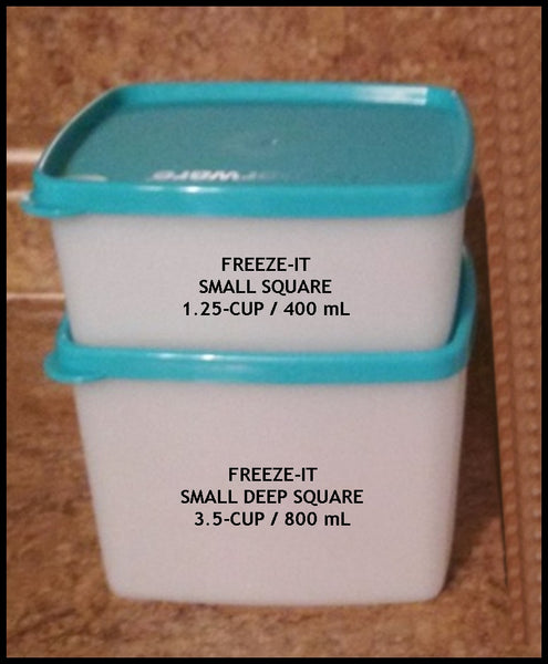 TUPPERWARE FREEZE-IT TWO (2) MEDIUM RECTANGLE FREEZER STORAGE CONTAINERS 2.5-c & 5-c Light Blues
