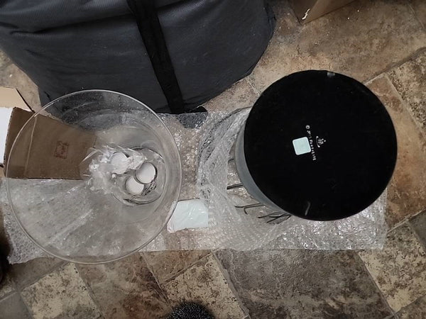 PARTYLITE GARDEN SANCTUARY GLASS & WIRE HURRICANE CANDLE HOLDER w/ SAND & YANKEE SILVER TEALIGHT TREE