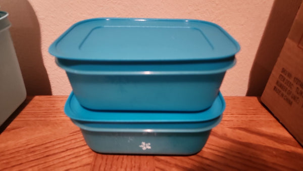 TUPPERWARE 2 FREEZER MATES PLUS SNOWFLAKE FREEZE-IT STORAGE CONTAINERS SMALL SHALLOW 450mL