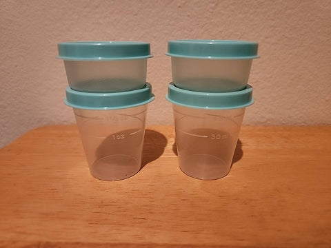 TUPPERWARE 4pc 2 TUPPER MINI MIDGETS & 2 SMIDGETS w/ AQUA TEAL SEALS NEW