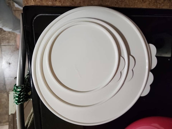 TUPPERWARE THAT'S A BOWL 4 BOWLS 42-c 32-c 12-c & 6-c PINK w/ TABBED SEALS