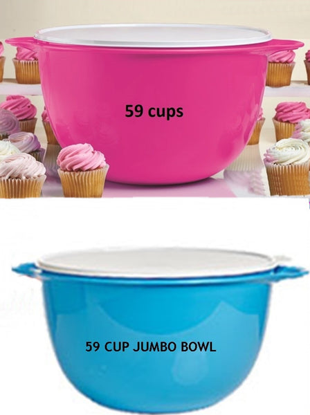 TUPPERWARE 42-C THATS A BOWL PINK BLUSH FROSTING BASE SUGAR WHITE TABBED SEAL - Plastic Glass and Wax ~ PGW