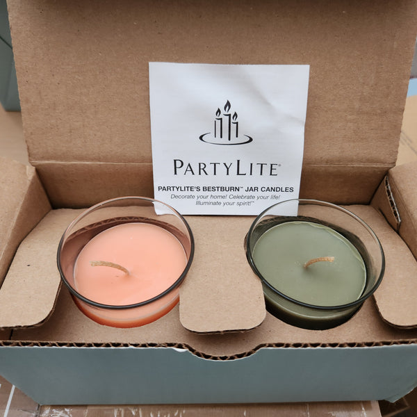 PartyLite BESTBURN BOX SET OF 2 MINI BARREL Jar Candles TWO SUGAR PLUM FAIRIES