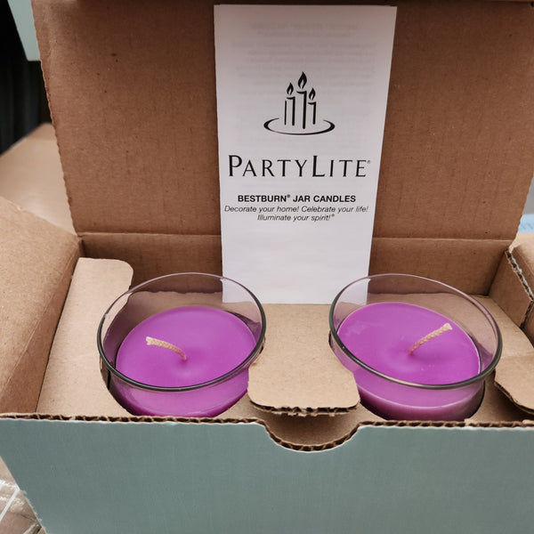 PartyLite BESTBURN BOX SET OF 2 MINI BARREL Jar Candles TWO SUGAR PLUM FAIRIES