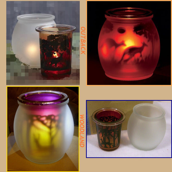 PartyLite OUTBACK 2-Pc GLOBE-LIKE VOTIVE TEALIGHT CANDLE HOLDER