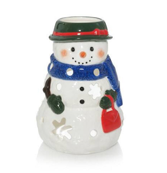 YANKEE SNOW FAMILY COLLECTION CERAMIC TEALIGHT CANDLE HOLDER SET /3 RARE HTF NIB