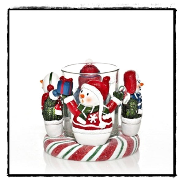 YANKEE SNOW FAMILY COLLECTION CERAMIC TEALIGHT CANDLE HOLDER SET /3 RARE HTF NIB