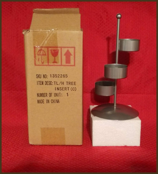 PARTYLITE GARDEN SANCTUARY GLASS & WIRE HURRICANE CANDLE HOLDER w/ SAND & YANKEE SILVER TEALIGHT TREE