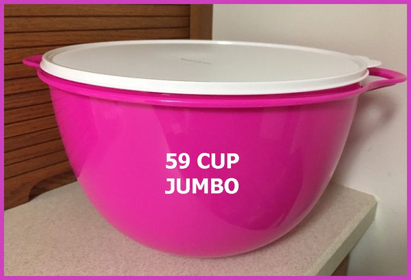 TUPPERWARE 42-C THATS A BOWL PINK BLUSH FROSTING BASE SUGAR WHITE TABBED SEAL - Plastic Glass and Wax ~ PGW