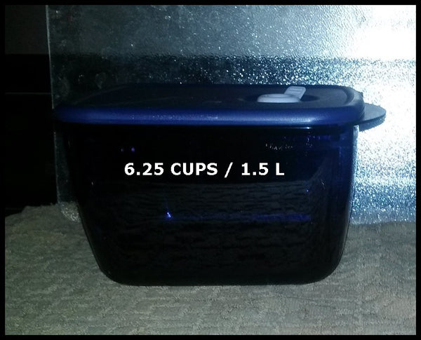 TUPPERWARE Vent N Serve Microwavable VNS ONE 6.25-c / 1.5L Medium Deep Rectangle Container - Plastic Glass and Wax ~ PGW