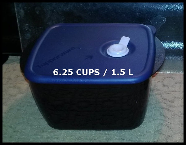 TUPPERWARE Vent N Serve Microwavable VNS ONE 6.25-c / 1.5L Medium Deep Rectangle Container - Plastic Glass and Wax ~ PGW