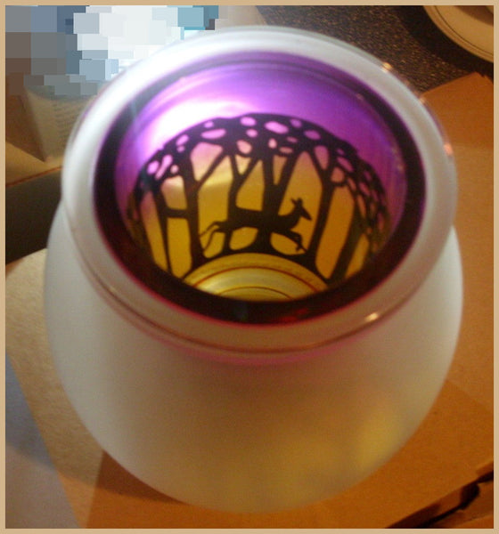PartyLite WOODLAND 2-Pc GLOBE-LIKE VOTIVE TEALIGHT CANDLE HOLDER