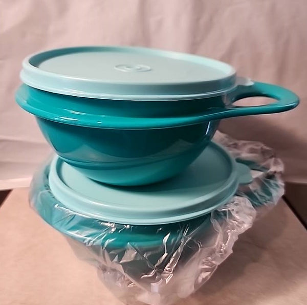 TUPPERWARE TWO 2.5-C EXTRA MINI THATS A BOWL PARROTFISH BOWLS w ARUBA TABBED SEALS - Plastic Glass and Wax ~ PGW