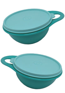 TUPPERWARE TWO 2.5-C EXTRA MINI THATS A BOWL PARROTFISH BOWLS w ARUBA TABBED SEALS - Plastic Glass and Wax ~ PGW