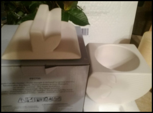 Partylite Jonathan Adler Ceramic Bisque White BIG APPLE JAR Candle Holder NIB - Plastic Glass and Wax ~ PGW