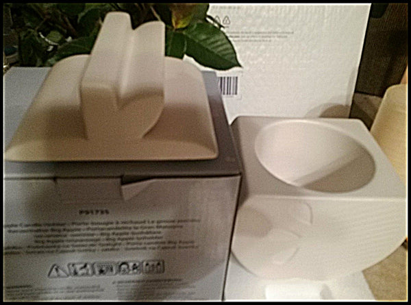 Partylite Jonathan Adler Ceramic Bisque White BIG APPLE JAR Candle Holder NIB - Plastic Glass and Wax ~ PGW