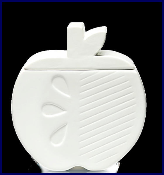 Partylite Jonathan Adler Ceramic Bisque White BIG APPLE JAR Candle Holder NIB - Plastic Glass and Wax ~ PGW