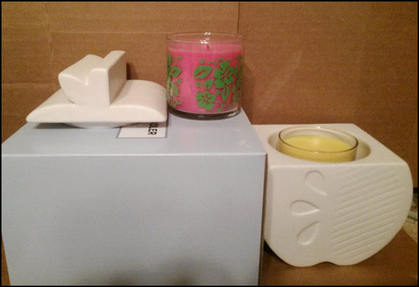 Partylite Jonathan Adler Ceramic Bisque White BIG APPLE JAR Candle Holder NIB - Plastic Glass and Wax ~ PGW