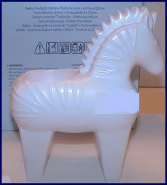 Partylite Jonathan Adler Ceramic Bisque White ZEBRA TEALIGHT Candle Holder NIB