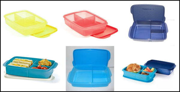 TUPPERWARE LARGE RECTANGLE LUNCH-IT DIVIDED DISH / CONTAINER MARGARITA / TEAL SEAL